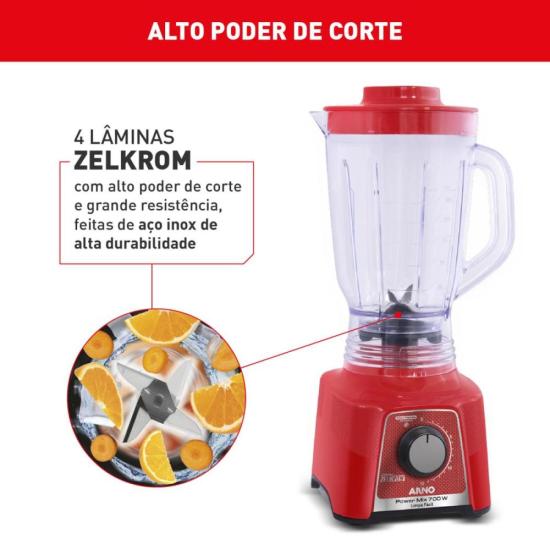 Liquidificador Arno Power Mix LQ34 700W Limpa Fácil Vermelho 127V por 204,00 à vista no boleto/pix ou parcele em até 8x sem juros. Compre na loja Mundomax!