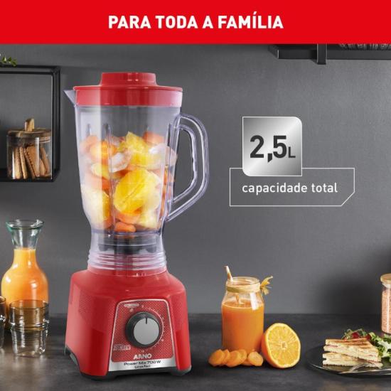 Liquidificador Arno Power Mix LQ34 700W Limpa Fácil Vermelho 220V por 182,00 à vista no boleto/pix ou parcele em até 7x sem juros. Compre na loja Mundomax!