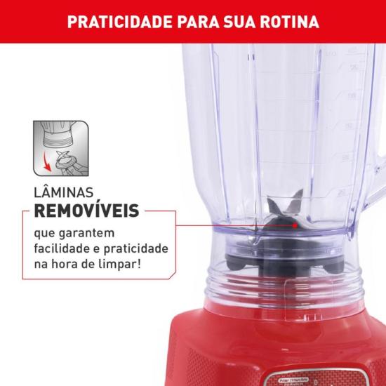 Liquidificador Arno Power Mix LQ34 700W Limpa Fácil Vermelho 220V por 182,00 à vista no boleto/pix ou parcele em até 7x sem juros. Compre na loja Mundomax!