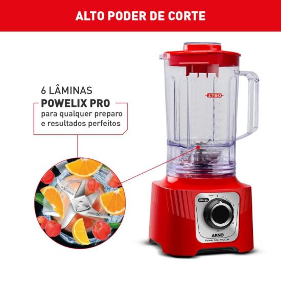 Liquidificador Arno Power Max LN63 1400W Vermelho 220V por 246,00 à vista no boleto/pix ou parcele em até 9x sem juros. Compre na loja Mundomax!
