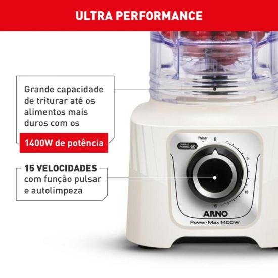 Liquidificador Arno Power Max LN64 1400W Marfim 127V por 246,00 à vista no boleto/pix ou parcele em até 9x sem juros. Compre na loja Mundomax!