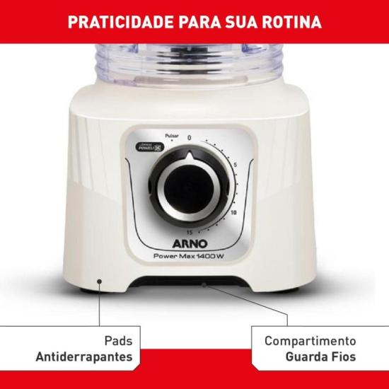 Liquidificador Arno Power Max LN64 1400W Marfim 220V por 246,00 à vista no boleto/pix ou parcele em até 9x sem juros. Compre na loja Mundomax!