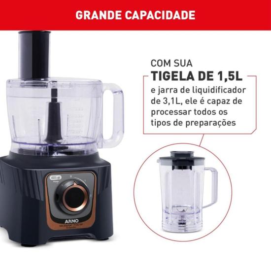 Processador Arno Multichef 24 Funções MP72 700W 127V por 424,00 à vista no boleto/pix ou parcele em até 10x sem juros. Compre na loja Mundomax!