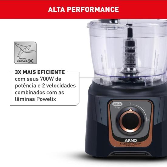 Processador Arno Multichef 24 Funções MP72 700W 220V por 424,00 à vista no boleto/pix ou parcele em até 10x sem juros. Compre na loja Mundomax!