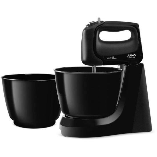 Batedeira Arno Mini Chef HM11 400W Preta 127v por 172,00 à vista no boleto/pix ou parcele em até 6x sem juros. Compre na loja Mundomax!