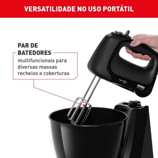 Batedeira Arno Mini Chef HM11 400W Preta 127v por 172,00 à vista no boleto/pix ou parcele em até 6x sem juros. Compre na loja Mundomax!