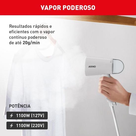 Vaporizador de Roupas Arno Steam Travel HS11 1100W Cinza 127V por 205,00 à vista no boleto/pix ou parcele em até 8x sem juros. Compre na loja Mundomax!