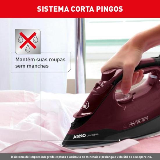 Ferro a Vapor Ultragliss com Base Durilium Airglide 1520W Vinho 127V por 350,00 à vista no boleto/pix ou parcele em até 10x sem juros. Compre na loja Mundomax!