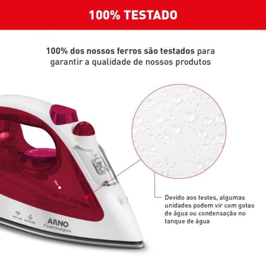 Ferro a Vapor Arno Essentialgliss com Base Antiaderente FMQ 220V por 129,00 à vista no boleto/pix ou parcele em até 5x sem juros. Compre na loja Mundomax!