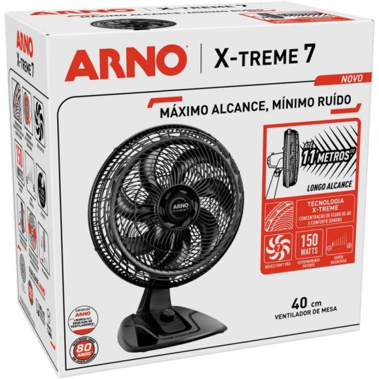 Ventilador de Mesa Arno X-TREME 7 40cm 150w VE70 127V por 300,00 à vista no boleto/pix ou parcele em até 10x sem juros. Compre na loja Mundomax!