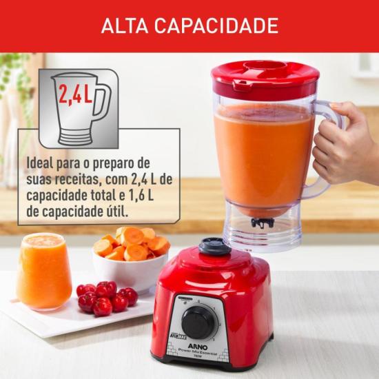 Liquidificador Arno Power Mix Essential LQ18 700W Vermelho 220V por 143,00 à vista no boleto/pix ou parcele em até 5x sem juros. Compre na loja Mundomax!