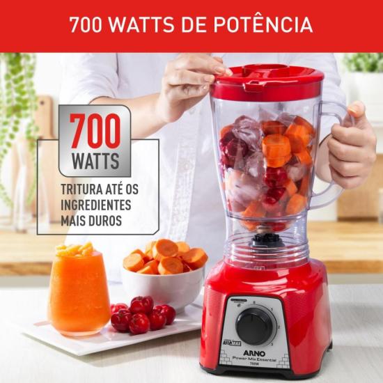 Liquidificador Arno Power Mix Essential LQ18 700W Vermelho 220V por 143,00 à vista no boleto/pix ou parcele em até 5x sem juros. Compre na loja Mundomax!