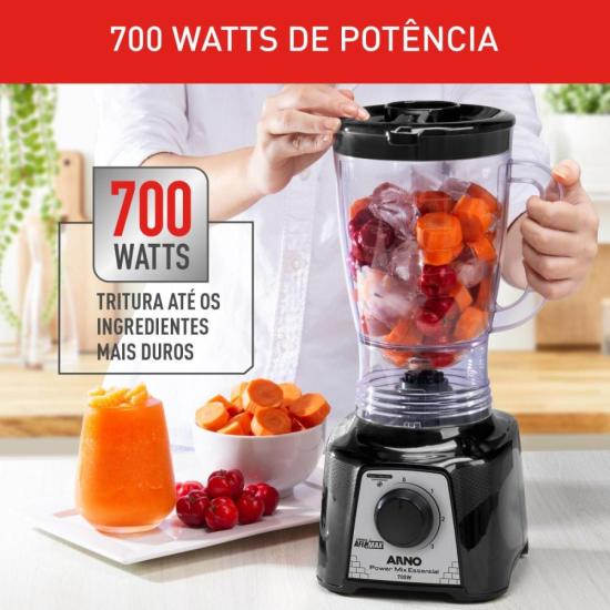 Liquidificador Arno Power Mix Essential LQ19 700W Preto 220V por 138,00 à vista no boleto/pix ou parcele em até 5x sem juros. Compre na loja Mundomax!