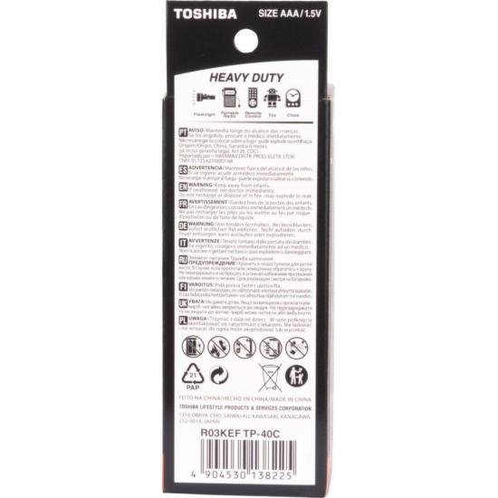 Pilha Zinco Toshiba Heavy Duty AAA Tubo (C/40 Pilhas) por 60,00 à vista no boleto/pix ou parcele em até 2x sem juros. Compre na loja Mundomax!