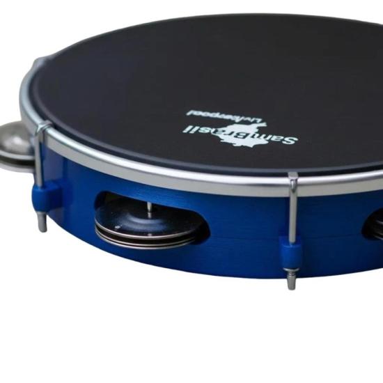 Pandeiro 10” Premium Pele Preta SamBrasil Liverpool Azul por 88,00 à vista no boleto/pix ou parcele em até 3x sem juros. Compre na loja Mundomax!