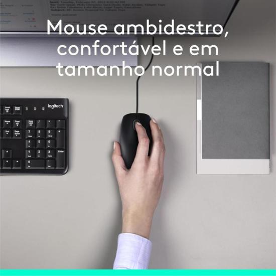 Kit Teclado e Mouse Com Fio USB Logitech MK120 Preto por 140,00 à vista no boleto/pix ou parcele em até 5x sem juros. Compre na loja Mundomax!