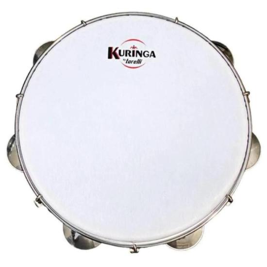 Pandeiro 10\" Kuringa Torelli KP094 Em Madeira Pele Super Nylon por 239,00 à vista no boleto/pix ou parcele em até 9x sem juros. Compre na loja Mundomax!