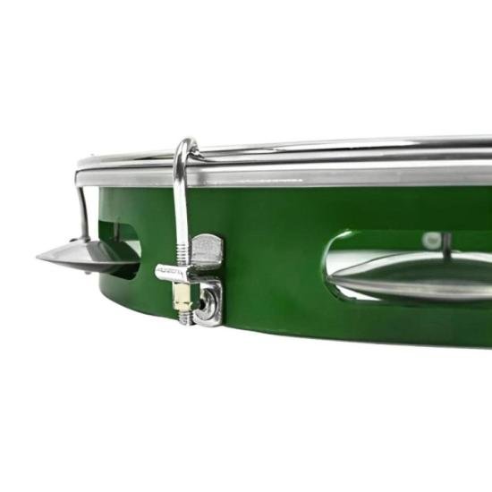 Pandeiro 10\" Torelli TP350VE Injetado Verde Pele Brasil por 145,00 à vista no boleto/pix ou parcele em até 5x sem juros. Compre na loja Mundomax!