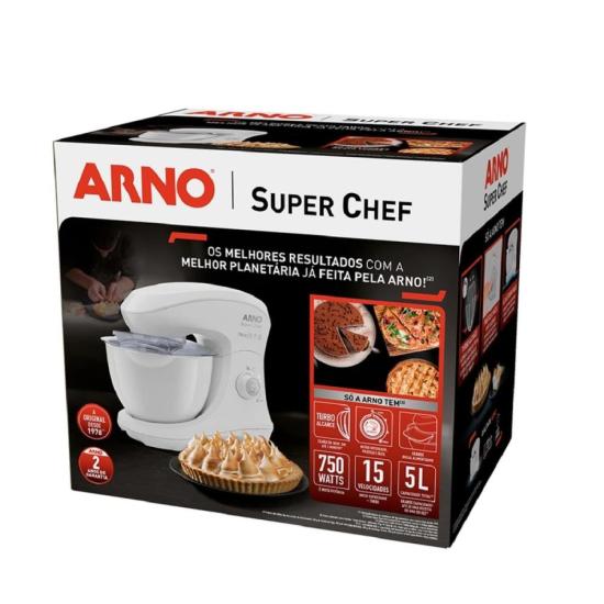 Batedeira Planetária Arno Super Chef KM00 750w Branca 127V por 471,00 à vista no boleto/pix ou parcele em até 10x sem juros. Compre na loja Mundomax!