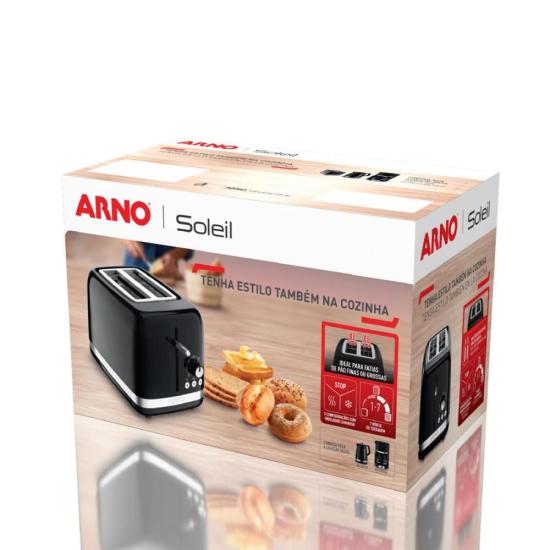 Torradeira Arno Soleil SPTO com 7 níveis de tostagem Preta 127V por 270,00 à vista no boleto/pix ou parcele em até 10x sem juros. Compre na loja Mundomax!