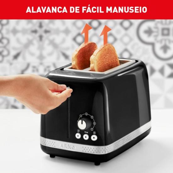 Torradeira Arno Soleil SPTO com 7 níveis de tostagem Preta 220V por 270,00 à vista no boleto/pix ou parcele em até 10x sem juros. Compre na loja Mundomax!