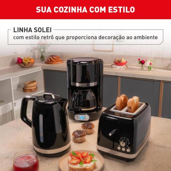 Torradeira Arno Soleil SPTO com 7 níveis de tostagem Preta 220V por 270,00 à vista no boleto/pix ou parcele em até 10x sem juros. Compre na loja Mundomax!