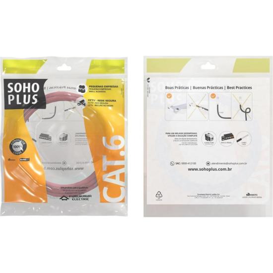 Cabo de Rede Patch Cord CAT6 Sohoplus 0,5m Vermelho por 25,00 à vista no boleto/pix ou parcele em até 1x sem juros. Compre na loja Mundomax!