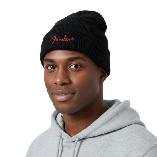 Gorro Fender Preto Logo Vermelho por 98,00 à vista no boleto/pix ou parcele em até 3x sem juros. Compre na loja Mundomax!