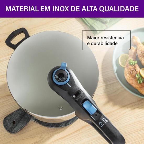 Panela de Pressão Rochedo Trendy EI80 Secure Inox 8L por 0,00 à vista no boleto/pix ou parcele em até 1x sem juros. Compre na loja Mundomax!
