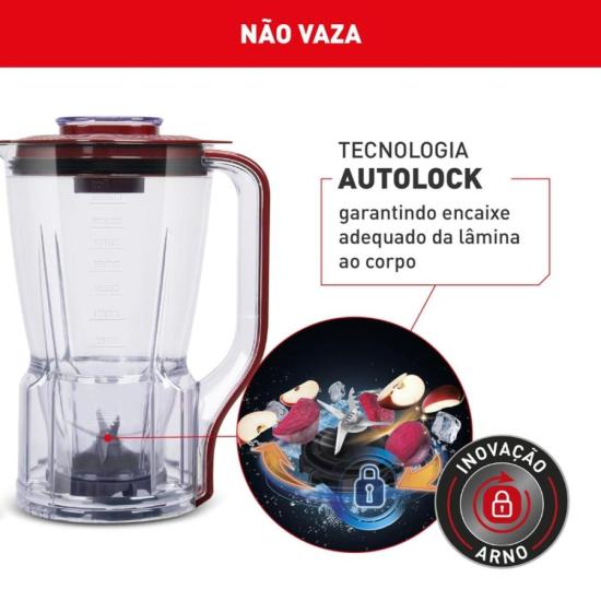 Liquidificador Arno Power Max XXL 2,25L 2200W Vermelho 127V por 0,00 à vista no boleto/pix ou parcele em até 1x sem juros. Compre na loja Mundomax!