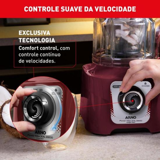 Liquidificador Arno Power Max XXL 2,25L 2200W Vermelho 127V por 0,00 à vista no boleto/pix ou parcele em até 1x sem juros. Compre na loja Mundomax!