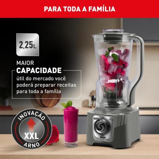 Liquidificador Arno Power Max XXL 2,25L 2200W Cinza 127V por 0,00 à vista no boleto/pix ou parcele em até 1x sem juros. Compre na loja Mundomax!