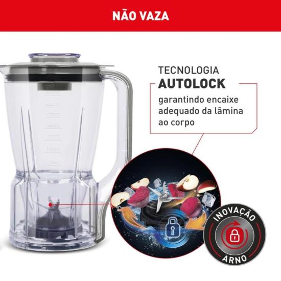 Liquidificador Arno Power Max XXL 2,25L 2200W Cinza 127V por 0,00 à vista no boleto/pix ou parcele em até 1x sem juros. Compre na loja Mundomax!