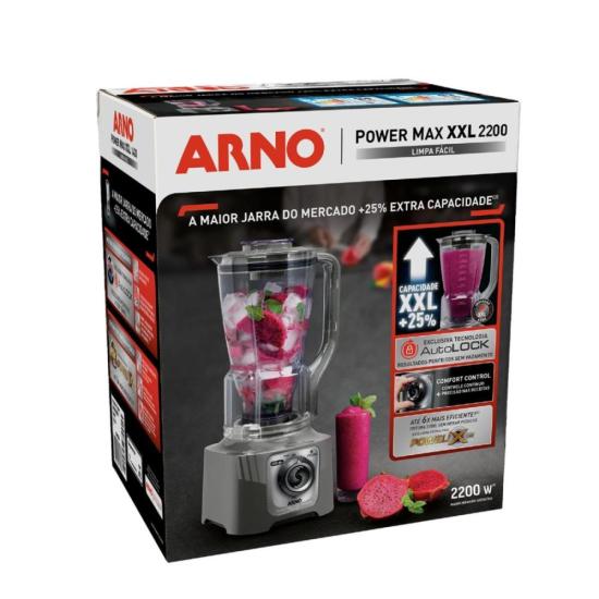 Liquidificador Arno Power Max XXL 2,25L 2200W Cinza 220V por 0,00 à vista no boleto/pix ou parcele em até 1x sem juros. Compre na loja Mundomax!