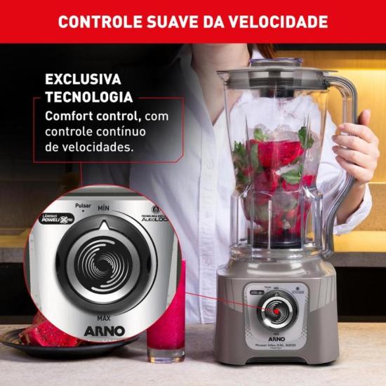 Liquidificador Arno Power Max XXL 2,25L 2200W Cinza 220V por 0,00 à vista no boleto/pix ou parcele em até 1x sem juros. Compre na loja Mundomax!
