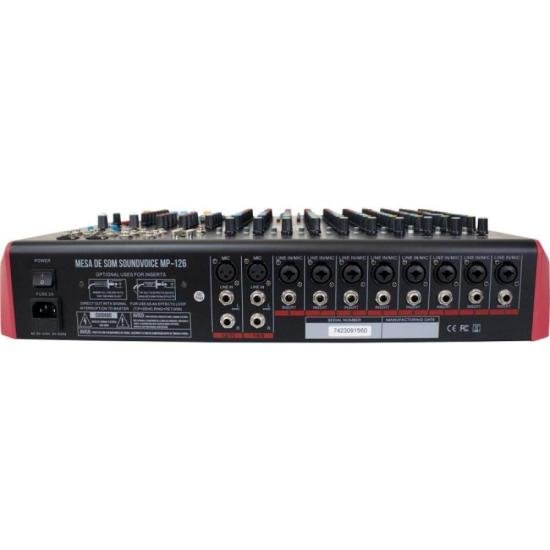 Mesa De Som Soundvoice MP-126 Profissional 12 Canais Preto por 2.499,00 à vista no boleto/pix ou parcele em até 12x sem juros. Compre na loja Mundomax!