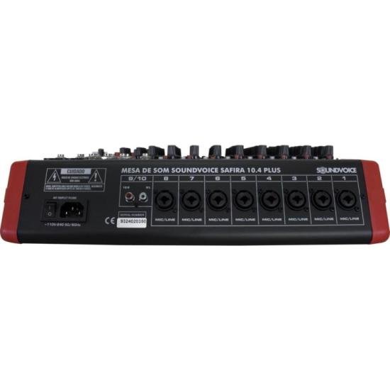 Mesa De Som Soundvoice Safira 10.4 Plus 10 Canais Preto por 2.199,00 à vista no boleto/pix ou parcele em até 12x sem juros. Compre na loja Mundomax!