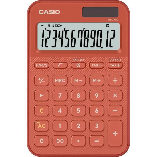Calculadora de Mesa Casio MS20YC 12 Dígitos Vermelha por 0,00 à vista no boleto/pix ou parcele em até 1x sem juros. Compre na loja Mundomax!