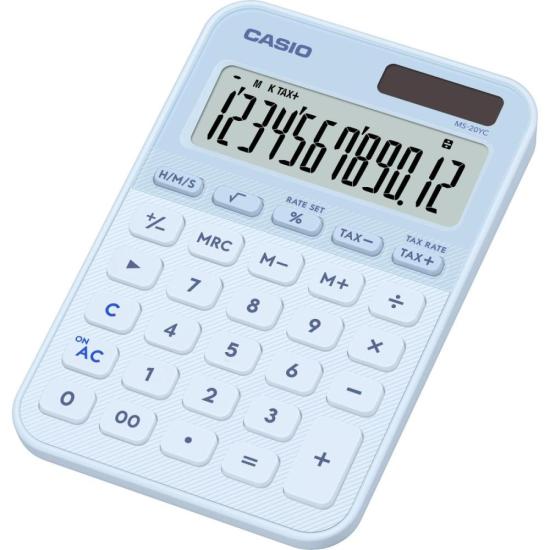 Calculadora de Mesa Casio MS20YC 12 Dígitos Azul por 0,00 à vista no boleto/pix ou parcele em até 1x sem juros. Compre na loja Mundomax!