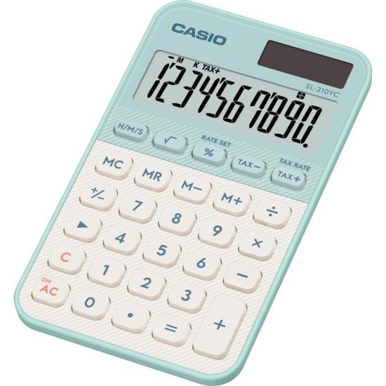 Calculadora de Bolso Casio SL310YC 10 Dígitos Verde Claro por 67,00 à vista no boleto/pix ou parcele em até 2x sem juros. Compre na loja Mundomax!