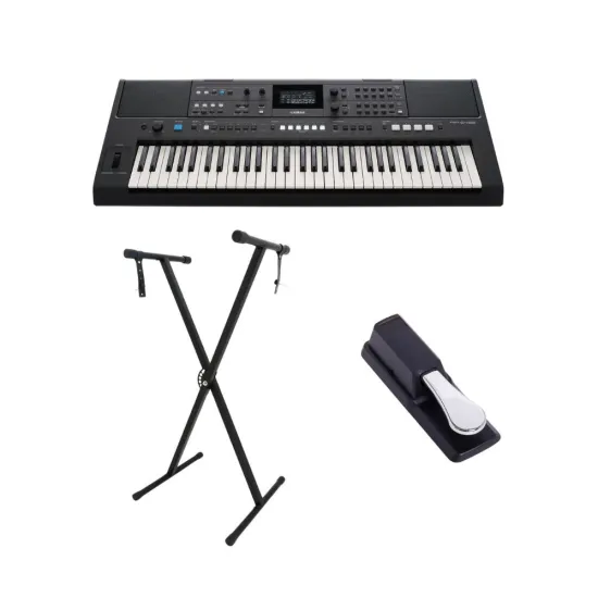 Kit Teclado Yamaha PSR-E483 com Suporte e Pedal (88361)