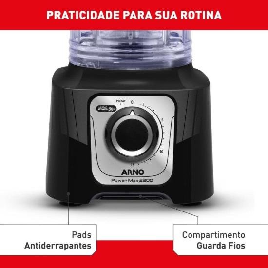 Liquidificador Arno Power Max LN66 2200W Preto 127v por 0,00 à vista no boleto/pix ou parcele em até 1x sem juros. Compre na loja Mundomax!
