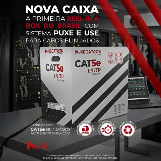 Cabo de Rede CAT5E 305m Blindagem Capa Dupla Megatron por 1.699,00 à vista no boleto/pix ou parcele em até 12x sem juros. Compre na loja Mundomax!