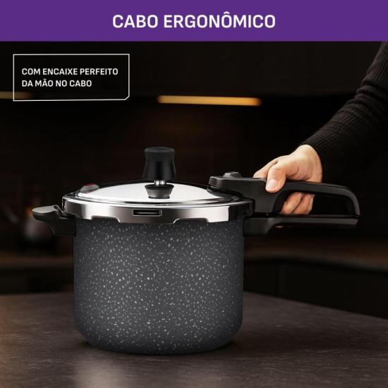 Panela de Pressão Rochedo Segura Fechamento Externo 4,5 Litros Stone Pro por 0,00 à vista no boleto/pix ou parcele em até 1x sem juros. Compre na loja Mundomax!