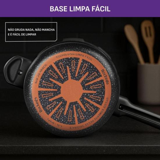 Panela de Pressão Rochedo Segura Fechamento Externo 4,5 Litros Stone Pro por 0,00 à vista no boleto/pix ou parcele em até 1x sem juros. Compre na loja Mundomax!