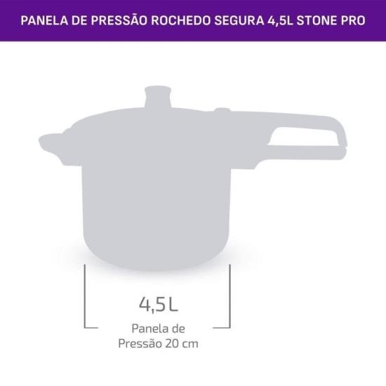 Panela de Pressão Rochedo Segura Fechamento Externo 4,5 Litros Stone Pro por 0,00 à vista no boleto/pix ou parcele em até 1x sem juros. Compre na loja Mundomax!