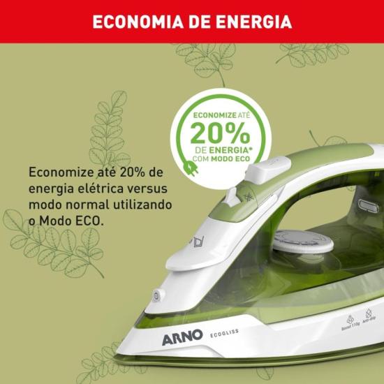 Ferro a Vapor Ecogliss com Base Cerâmica e Modo ECO FEC2 127V por 0,00 à vista no boleto/pix ou parcele em até 1x sem juros. Compre na loja Mundomax!
