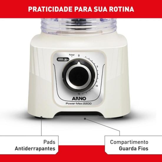 Liquidificador Arno Power Max LN64 2200W Marfim 220V por 0,00 à vista no boleto/pix ou parcele em até 1x sem juros. Compre na loja Mundomax!