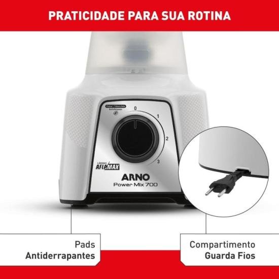 Liquidificador Arno Power Mix LQ12 700W Branco 220V por 0,00 à vista no boleto/pix ou parcele em até 1x sem juros. Compre na loja Mundomax!