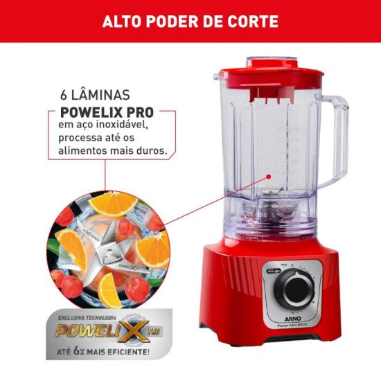 Liquidificador Arno Power Max LN63 2200W Vermelho 220V por 0,00 à vista no boleto/pix ou parcele em até 1x sem juros. Compre na loja Mundomax!